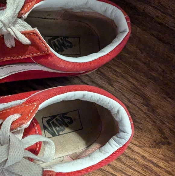 VANS Old Skool suede red & White youth sneakers kids size 2.5 - Picture 5 of 12